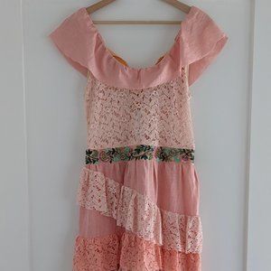 Flutter Sleeves Floral Linen Maxi Dress